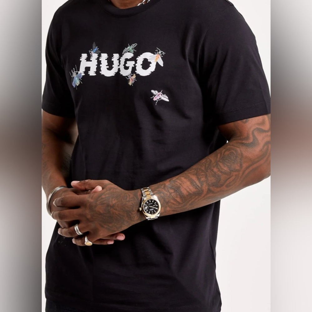 HUGO BOSS Black Tee with Insect Graphic